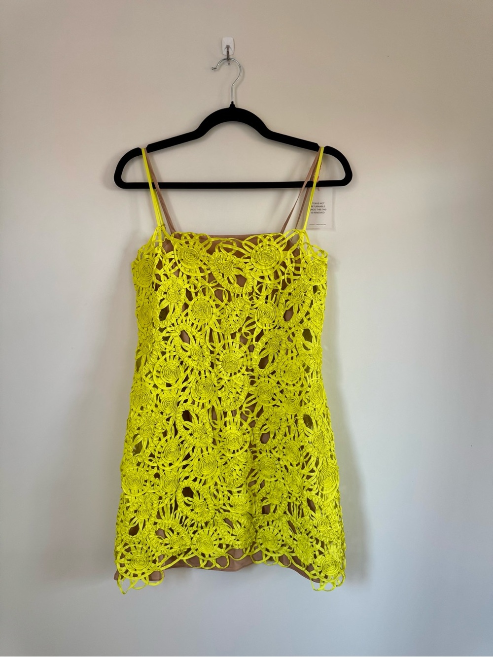 Cult Gaia Shaunez Macramé Mini Dress Yellow Size XS NWT - Picture 4 of 5